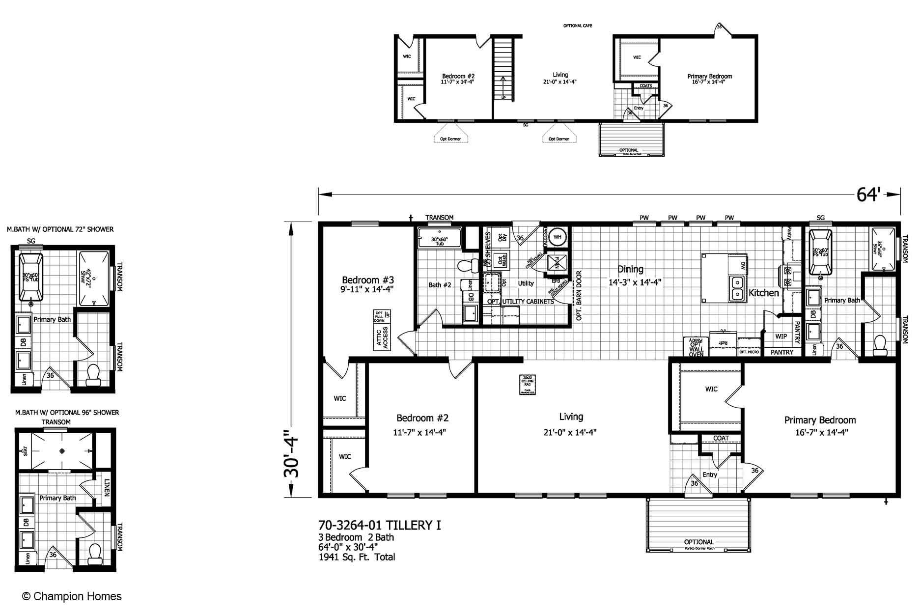 Champion Homes Tillery I 3264-01 Modular Floor Plan