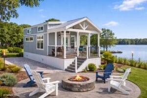 Champion Park Model 522 Loft Exterior Lake